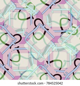 New colorful seamless pattern with doodle heart.