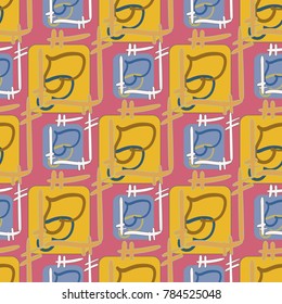 New colorful seamless pattern with doodle heart.