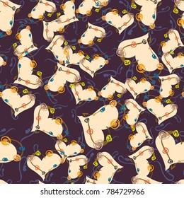 New colorful seamless pattern with doodle heart.