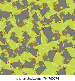 New colorful seamless pattern with doodle heart.