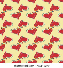 New colorful seamless pattern with doodle heart.