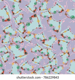 New colorful seamless pattern with doodle heart.