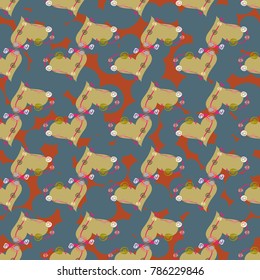 New colorful seamless pattern with doodle heart.