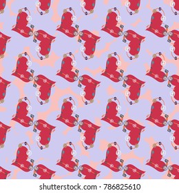 New colorful seamless pattern with doodle heart.