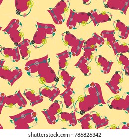 New colorful seamless pattern with doodle heart.