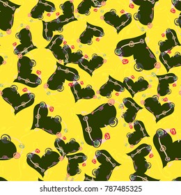 New colorful seamless pattern with doodle heart.
