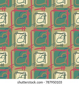 New colorful seamless pattern with doodle heart.