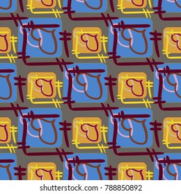 New colorful seamless pattern with doodle heart.