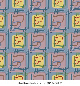 New colorful seamless pattern with doodle heart.