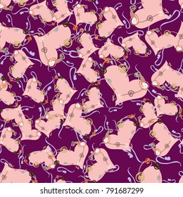 New colorful seamless pattern with doodle heart.