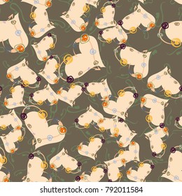 New colorful seamless pattern with doodle heart.