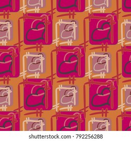 New colorful seamless pattern with doodle heart.
