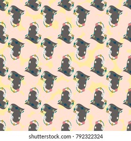 New colorful seamless pattern with doodle heart.