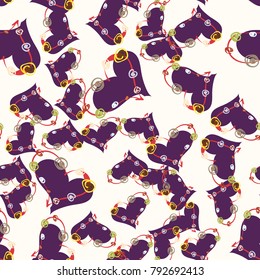 New colorful seamless pattern with doodle heart.
