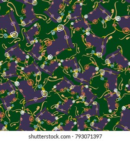 New colorful seamless pattern with doodle heart.