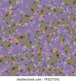 New colorful seamless pattern with doodle heart.