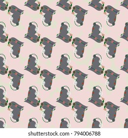 New colorful seamless pattern with doodle heart.