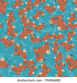 New colorful seamless pattern with doodle heart.