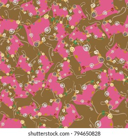 New colorful seamless pattern with doodle heart.