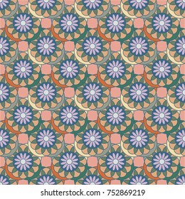 New colorful seamless pattern with many flowers.