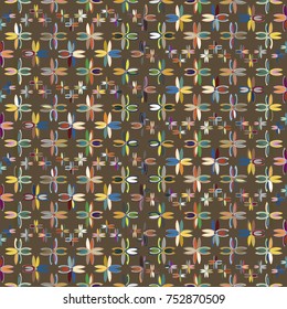New colorful seamless pattern with many flowers.