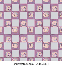 New colorful squares seamless pattern with doodle heart.