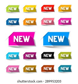 New Colorful Vector Paper Labels - Stickers Set Isolated on White Background