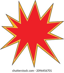 New comic yellow burst explosion. Pop art retro game vector sticker isolated illustration popular style design. 