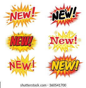 NEW ! Comics Speech Bubbles. Pop art comics style. Vector illustration. Isolated on white background