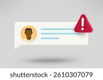 New comment notification with old man avatar. Spam concept. 3d vector illustration