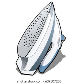 New compact travel wireless electric iron for hand ironing clothes with a steam function
isolated on white background. Vector cartoon close-up illustration.