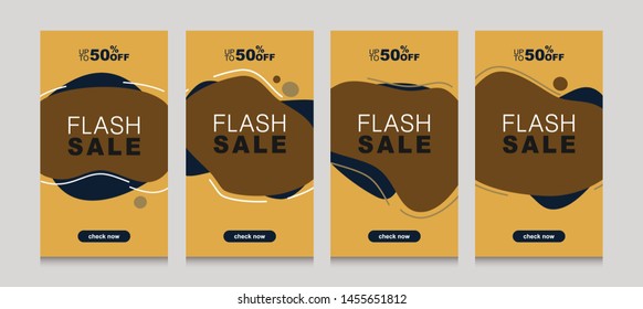 New concept of dynamic modern fluid mobile banners set with modern soft color and editable texts. Flash sale special offer and discount template design.
