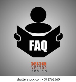 New concept of FAQ symbol : Book, Magazine, Ebook reader, student, teacher, tutor with hands symbol. Vector illustration EPS 10