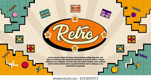 New Concept Pixel Retro Banner Templates Vector