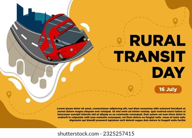New Concept Rural Transit Day Vector with the Feel of a Bus Trip to the City Suitable for Use as a Background or Banner