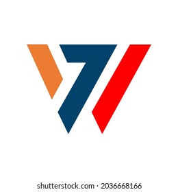 new concept shape letter W logo concept with blue orange element icon and template