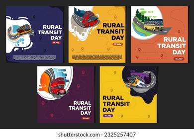 New Concept Social Media Feeds Templates Rural Transit Day with the Feel of a City Bus Trip Vector Illustration