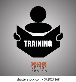 New concept of TRAINING symbol : Book, Magazine, Ebook reader, student, teacher, tutor with hands symbol. Vector illustration EPS 10
