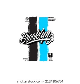 new concept vector illustration on the theme of skateboarding and skateboard in Brooklyn,NYC. Typography, t-shirt graphics, poster, print, postcard,etc. 