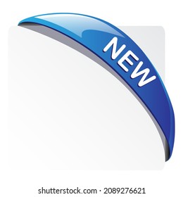 Neue Ecke.  Design-Element mit blauem Titel. Vektorgrafik. 