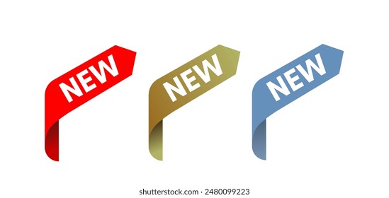 New - corner label, gold, red and blue	