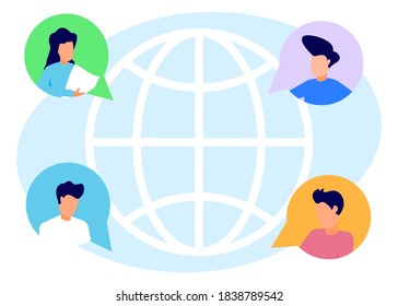New Coronavirus (2019-nKoV) flat style vector illustration, people communicating via online social networks. contact ban, the quarantine Coronavirus concept vector.
