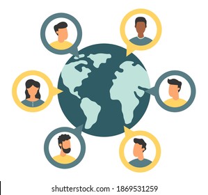 New Coronavirus (2019-nKoV), people in white medical mask communicate through social networks online. ban on contact physical, Quarantine coronavirus concept. Vector Illustration