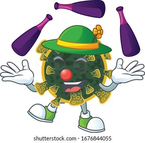 New coronavirus cartoon character concept love playing Juggling