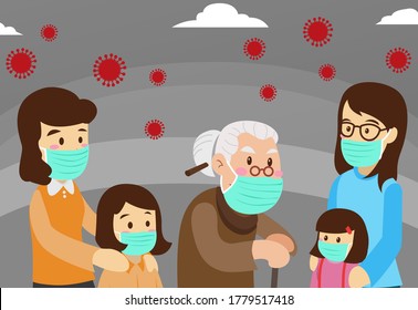 New Coronavirus Covid-19 concept design vector illustration. Flat design new normal illustration. Start a new life with prescribed health protocols. Wear a mask and adopt a healthy life. New normal. 