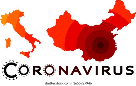 New coronavirus ncov illustration isolated, vector. The spread of coronavirus Italy. The danger of the virus for the Italians.