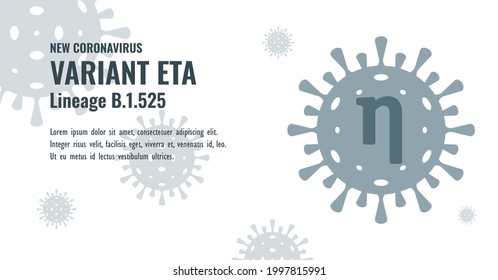 New Coronavirus or SARS-CoV-2 Variant Eta B.1.525 Illustration