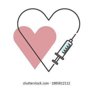 new coronovirus vaccine banner, vector. Medicated ampoule and syringe. Vaccination concept. Injection syringe needles. Medical equipment. Healthcare, hospital and medical diagnosis. Flat style vector 