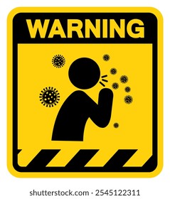 New Cough Symptoms Covid-19 Warning Sign, Vector Illustration, Isolate On White Background Label.EPS10
