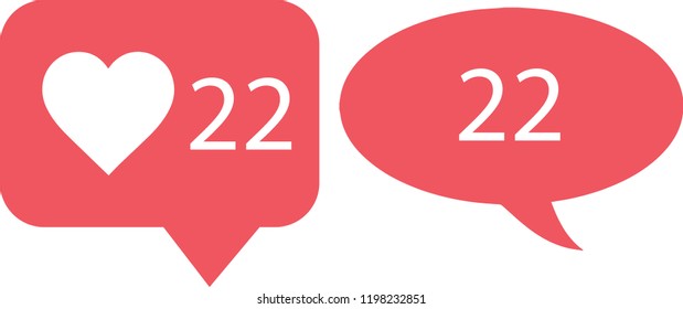 New Counter Notification Icon comment and Follower. New Icon like 22 and 22 comment symbol, button. Vector illustration. EPS 10.
